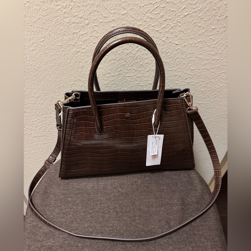 Band New - Liz Claiborne Brown Croc Embossed Handbag